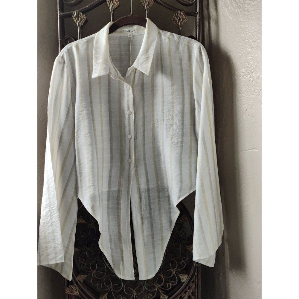 NEW‎ Lunik Button Down Tie Blouse Medium